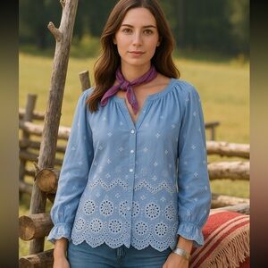 Sundance Rory Embroidery Eyelet Top‎ size Medium